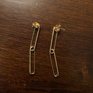 Gold Paperclip Link Drop Earrings